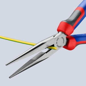 KNIPEX Long Nose Pliers, Snipe Nose w/ Side Cutter, Comfort-Grip, 8" (26 12 200)