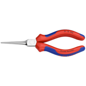 KNIPEX Long Nose Pliers, Needle Nose, Multi-Component, Chrome, 6-1/4" (31 15 160)