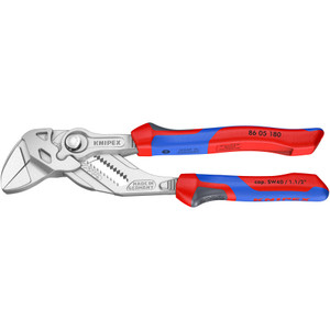 KNIPEX Pliers Wrench, Comfort-Grip, Chrome, 7" (86 05 180)