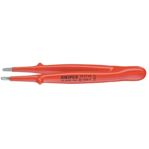 KNIPEX Precision Tweezers, Stainless Steel, Insulated, Blunt Tip, Serrated, 5-3/4" (92 67 63)