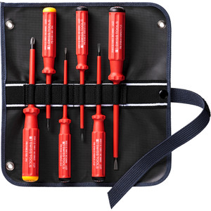 PB Swiss Classic VDE Insulated Screwdriver Set, Slotted & Phillips, 6 pcs in Roll-Up Case (PB 5542.SU GY) PB Swiss Classic VDE Insulated Screwdriver Set, Slotted & Phillips, 6 pcs in Roll-Up Case (PB 5542.SU GY)