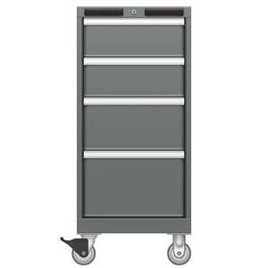 LISTA Mobile Drawer Cabinet, Shallow, 4 Drawer, 16.9" W 22.5" D 38.2" H (NS0750-0401N-M)