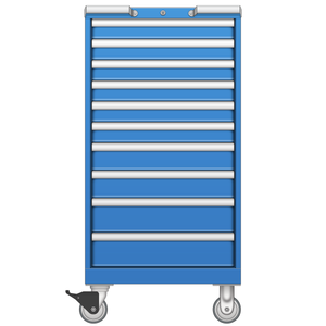 LISTA Mobile Drawer Cabinet, Shallow, 9 Drawer, 22.2" W 22.5" D 45.0" H (CL0900-1001F-M)