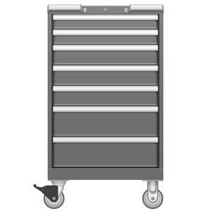LISTA Mobile Drawer Cabinet, Shallow, 7 Drawer, 22.2" W 22.5" D 39.1" H (CL0750-0703F-M)