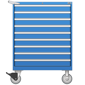 LISTA Mobile Drawer Cabinet, Shallow, 9 Drawer, 34.3" W 22.5" D 47.4" H (ES0900-0904F-M)