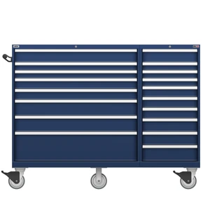 LISTA Technician Series Mobile Drawer Cabinet, Double Bank, 18 Drawer, 69.2" W 28.5" D 53.3" H (TSMWMP1050-1801-M)