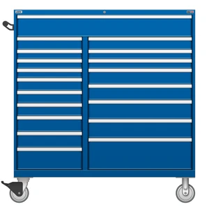 LISTA Technician Series Mobile Drawer Cabinet, Double Bank, 19 Drawer, 56.5" W 28.5" D 60.2" H (TSDW12C10-1901FL-M)