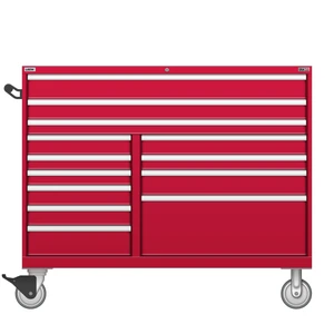 LISTA Technician Series Mobile Drawer Cabinet, Double Bank, 13 Drawer, 56.5" W 28.5" D 47.4" H (TSDW09C06-1303FL-M)
