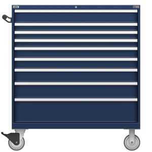 LISTA Technician Series Mobile Drawer Cabinet, Shallow, 9 Drawer, 47.0" W 22.5" D 53.3" H (TSMS1050-0907-M)