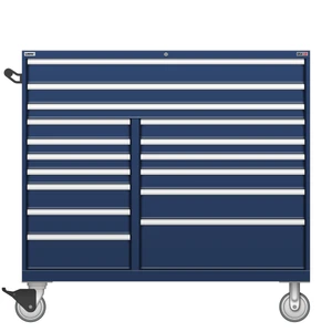 LISTA Technician Series Mobile Drawer Cabinet, Double Bank, 16 Drawer, 56.5" W 28.5" D 53.3" H (TSDW10C07-1601FL-M)
