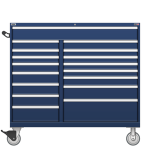 LISTA Technician Series Mobile Cabinet, Double Bank, 17 Drawer, 56.5" W 28.5" D 53.3" H (TSDW10C09-1701FL-M)