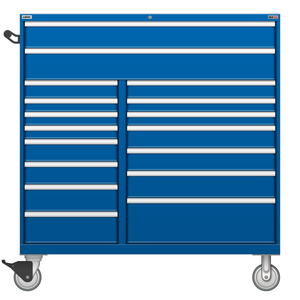 LISTA Technician Series Mobile Cabinet, Double Bank, 17 Drawer, 56.5" W 28.5" D 60.2" H (TSDW12C09-1702FL-M)