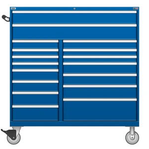LISTA Technician Series Mobile Drawer Cabinet, Double Bank, 17 Drawer, 56.5" W 28.5" D 60.2" H (TSDW12C09-1702FL-M)