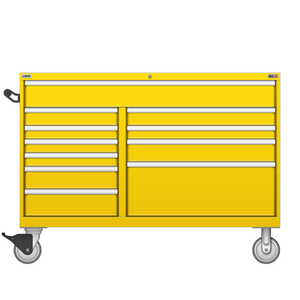 LISTA Technician Series Mobile Cabinet, Double Bank, 11 Drawer, 56.5" W 28.5" D 41.5" H (TSDW07C06-1102FL-M)