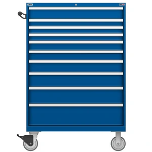 LISTA Technician Series Mobile Drawer Cabinet, 10 Drawer, 40.3" W 28.5" D 60.2" H (TSHW1225-1027-M)