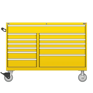 LISTA Technician Series Mobile Drawer Cabinet, Double Bank, 12 Drawer, 56.5" W 28.5" D 41.5" H (TSDW07C06-1201FL-M)