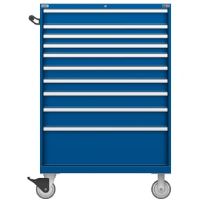 LISTA Technician Series Mobile Drawer Cabinet, 10 Drawer, 40.3" W 28.5" D 60.2" H (TSHW1225-1028-M)