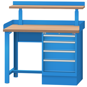 LISTA Industrial Workbench, w/ 4 Drawer Storage Cabinet & Adjustable Riser Shelf, 48" W x 30" D x 35.25" H (WB1203-4830)