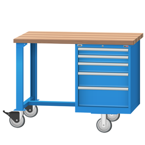 LISTA Mobile Industrial Workbench, w/ 5 Drawer Storage Cabinet, 48" W x 30" D x 37.25" H (WB2400-4830)