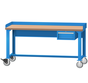 LISTA Mobile Industrial Workbench, w/ Hanging Cabinet, Back & End Stops, 72" W x 30" D x 35.25" H (WB2101-7230)