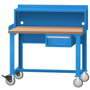 LISTA Mobile Industrial Workbench, w/ Hanging Cabinet & Stationary Riser Shelf, 48" W x 30" D x 35.25" H (WB2102-4830)