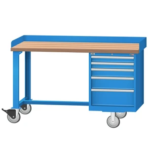LISTA Mobile Industrial Workbench, w/ 5 Drawer Storage Cabinet, 60" W x 30" D x 37.25" H (WB2401-6030)