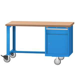 LISTA Mobile Industrial Workbench, w/ Combination Storage Cabinet, 60" W x 30" D x 37.25" H (WB2300-6030)