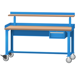 LISTA Mobile Industrial Workbench, w/ Hanging Cabinet & Adjustable Riser Shelf, 72" W x 30" D x 35.25" H (WB2103-7230)