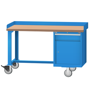 LISTA Mobile Industrial Workbench, w/ Combination Storage Cabinet, 60" W x 30" D x 37.25" H (WB2301-6030)