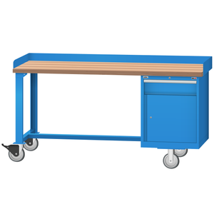 LISTA Mobile Industrial Workbench, w/ Combination Storage Cabinet, 72" W x 30" D x 37.25" H (WB2301-7230)