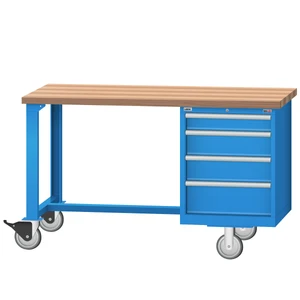 LISTA Mobile Industrial Workbench, w/ 4 Drawer Storage Cabinet, 60" W x 30" D x 37.25" H (WB2200-6030)