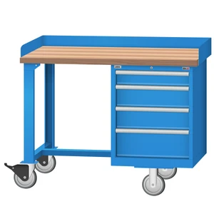 LISTA Mobile Industrial Workbench, w/ 4 Drawer Storage Cabinet, 48" W x 30" D x 37.25" H (WB2201-4830)