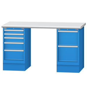 LISTA Technical Workbench, w/ 5-Drawer and 2-Drawer Storage Cabinets, 60" W x 30" D x 35.25" H (TB3500-6030)