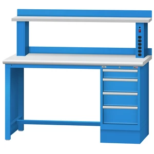 LISTA Technical Workbench, w/ 4-Drawer Storage Cabinet & Instrument Riser Shelf, 60" W x 30" D x 35.25" H (TB3202-6030)