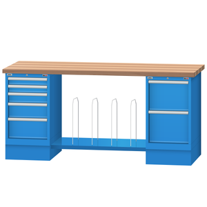 LISTA Packing Bench, w/ 5-Drawer and 2-Drawer Storage Cabinets & Bottom Shelf, 72" W x 30" D x 35.25" H (PS6700-7230)