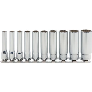 Ko-ken 1/4" Socket Set, 12-Point Deep SAE, AS954 for Aerospace, 3/16-9/16", 10 pcs (RSAS2305A/10)