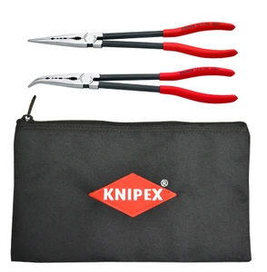 KNIPEX Extra Long Nose Pliers Set, Needle Nose, 2 pcs w/ Storage Pouch (9K 00 80 128 US)