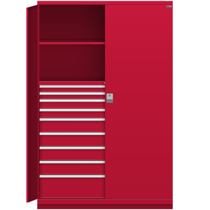 LISTA Tall Combination Cabinet, 9 Drawer, w/ Hinged Doors, 56.3" W 29.5" D 86.6" H (TC02-2050DW-03/DHD)