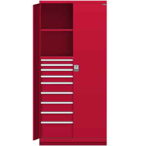 LISTA Tall Combination Cabinet, 9 Drawer, w/ Hinged Doors, 40.3" W 29.5" D 86.6" H (TC02-2050HW-03/DHD)