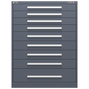 Vidmar Drawer Cabinet, Shallow, 10 Drawer, 45" W 21.4" D 59" H (RP3520AL)
