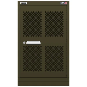 Vidmar Shelf Cabinet, Shallow, 2 Shelf, w/ Hinged Mesh Door, 30" W 21.4" D 37" H (LWEMD20R/L1AL)