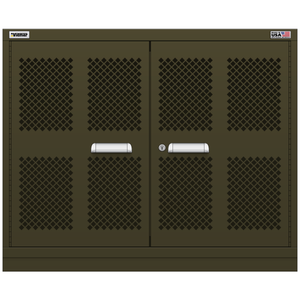 Vidmar Shelf Cabinet, Shallow, 2 Shelf, w/ Hinged Mesh Doors, 45" W 21.4" D 37" H (XLEMD2001AL)