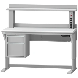 LISTA Align® Workbench, Electric, w/ Hanging Cabinet & Instrument Riser Shelf, 60" W x 30" D x 28.75-43.75" H (ALE/R5202-6030)
