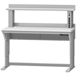 LISTA Align® Workbench, Electric, w/ Instrument Riser Shelf, 60" W x 30" D x 28.75-43.75" H (ALE/R5002-6030)