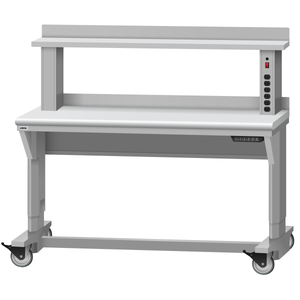 LISTA Mobile Align® Workbench, Electric, w/ Instrument Riser Shelf, 60" W x 30" D x 28.75-43.75" H (ALEM/R5002-6030)