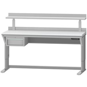 LISTA Align® Workbench, Electric, w/ Hanging Cabinet & Adjustable Riser Shelf, 72" W x 30" D x 28.75-43.75" H (ALE/R5101-7230)