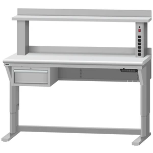 LISTA Align® Workbench, Electric, w/ Hanging Cabinet & Instrument Riser Shelf, 60" W x 30" D x 28.75-43.75" H (ALE/R5102-6030)