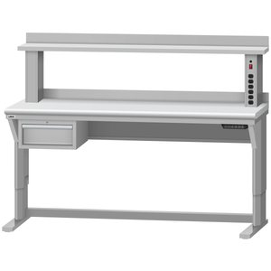 LISTA Align® Workbench, Electric, w/ Hanging Cabinet & Instrument Riser Shelf, 72" W x 30" D x 28.75-43.75" H (ALE/R5102-7230)