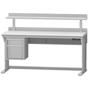 LISTA Align® Workbench, Electric, w/ Hanging Cabinet & Adjustable Riser Shelf, 72" W x 30" D x 28.75-43.75" H (ALE/R5201-7230)