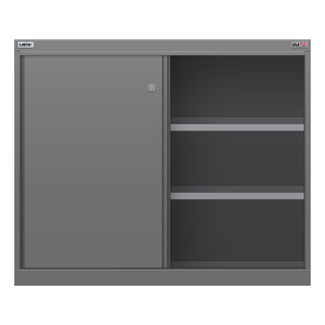LISTA Shelf Cabinet, 3 Shelf, w/ Sliding Doors, 40.3" W 28.5" D 33.5" H (HWSD750)